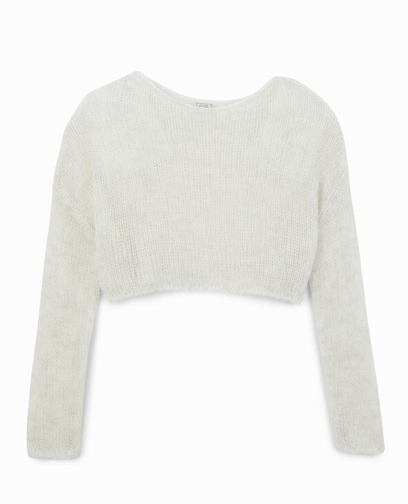 Pull court en maille ajourée blanc - Pimkie