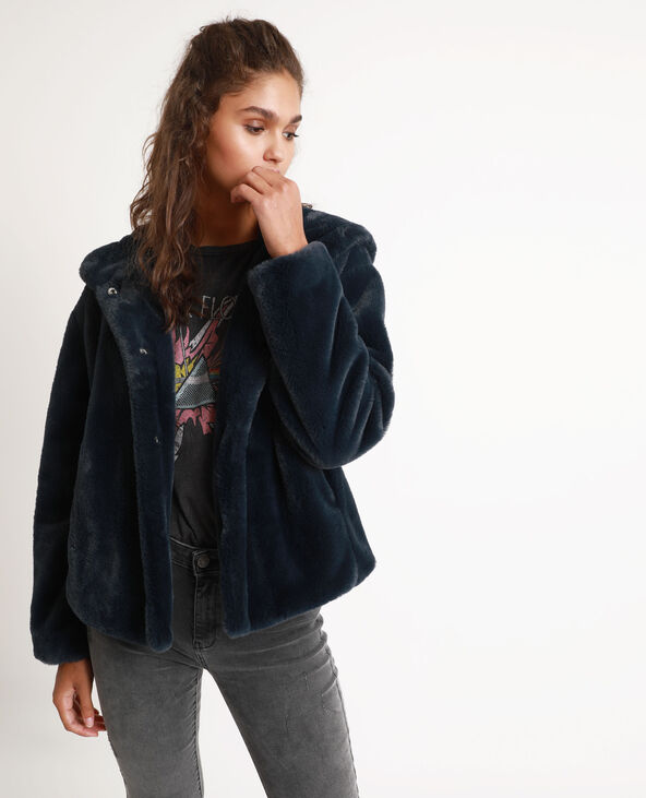 Manteau court en fausse fourrure