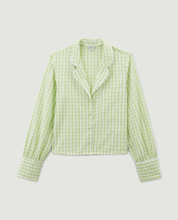 Chemise pyjama vichy vert anis - Pimkie