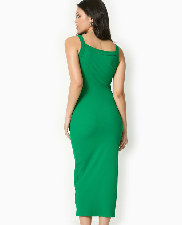 Robe longue et moulante en maille côtelée vert - Pimkie