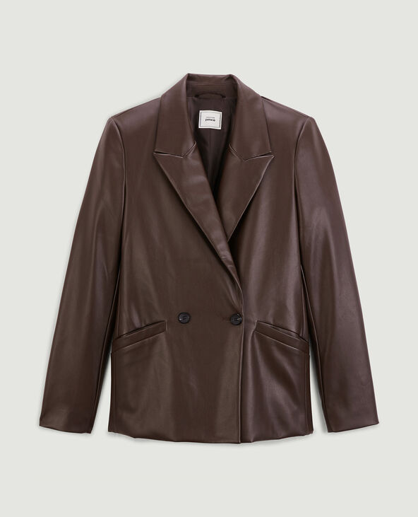 Veste blazer en simili cuir marron - Pimkie
