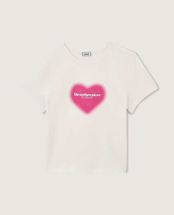 T-shirt court avec motif blanc - Pimkie