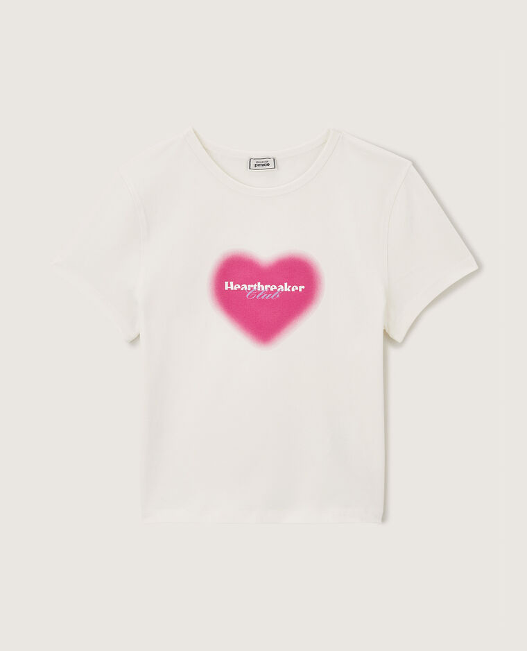 T-shirt court avec motif blanc - Pimkie