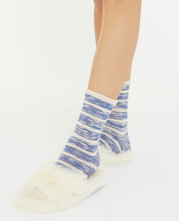 Paire de chaussettes bicolores effet rayé bleu foncé - Pimkie