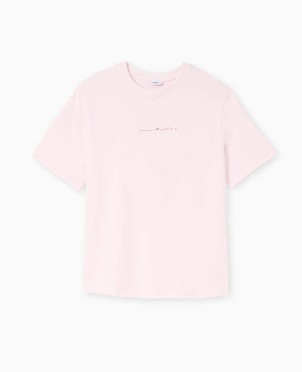 T-shirt ample avec print poitrine et dos rose - Pimkie