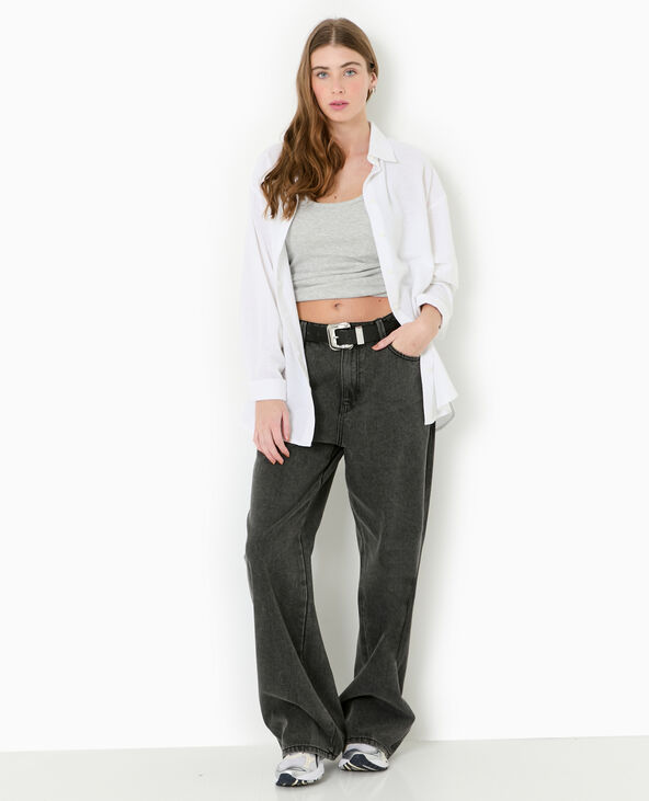 Chemise oversize avec lin blanc - Pimkie