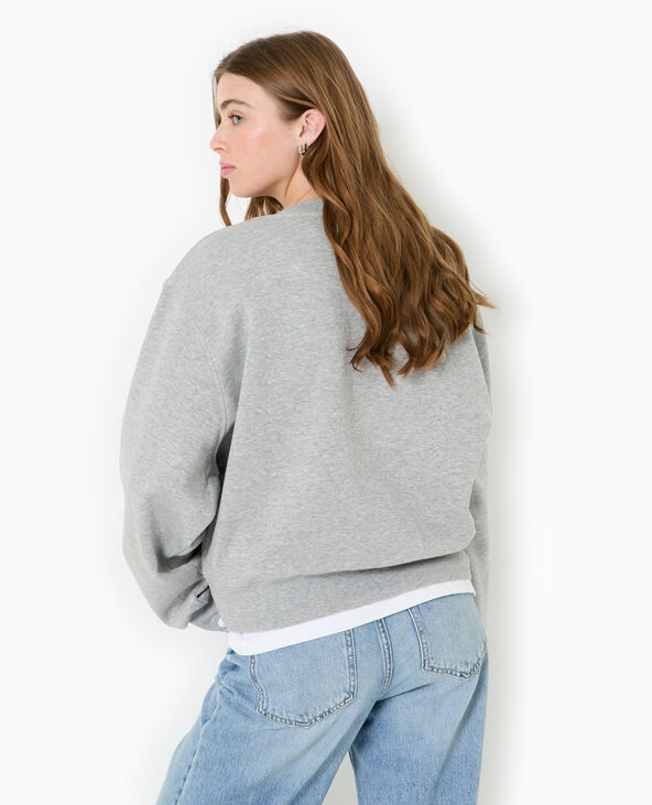 Sweat col rond avec broderie gris chiné - Pimkie