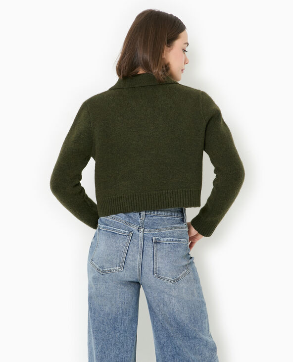 Gilet court avec col vert kaki - Pimkie
