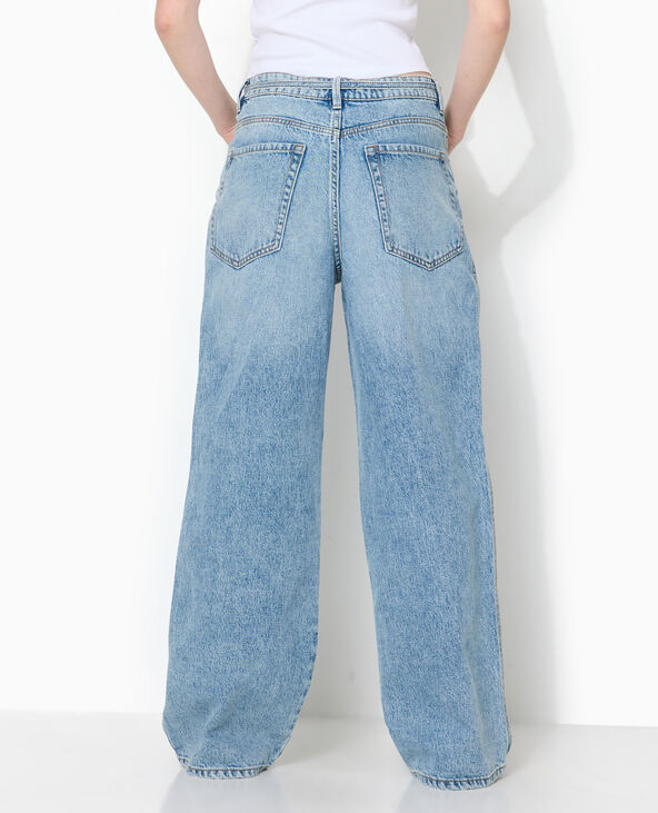 Jean baggy taille basse avec ceinture à nouer bleu - Pimkie