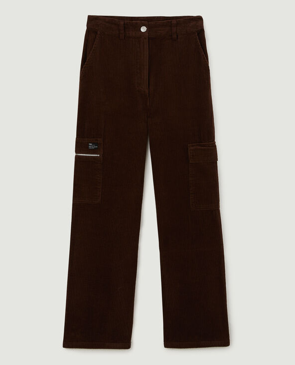 Pantalon large en velours côtelé marron - Pimkie