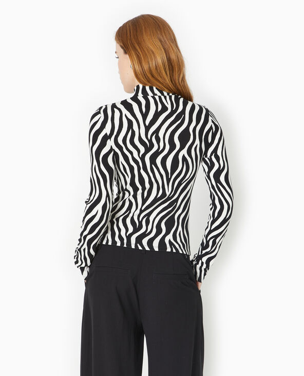 Top manches longues col montant motif léopard blanc - Pimkie