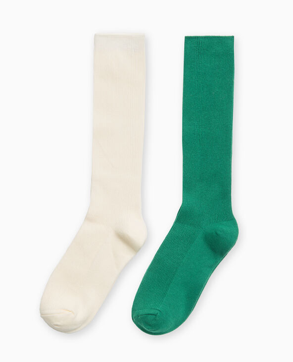 Lot de 2 paires de chaussettes hautes vert foncé - Pimkie
