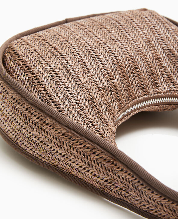 Sac demi-lune en raphia marron - Pimkie