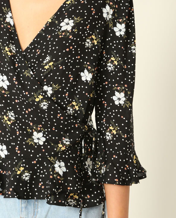 Blouse cache-cœur noir - Pimkie
