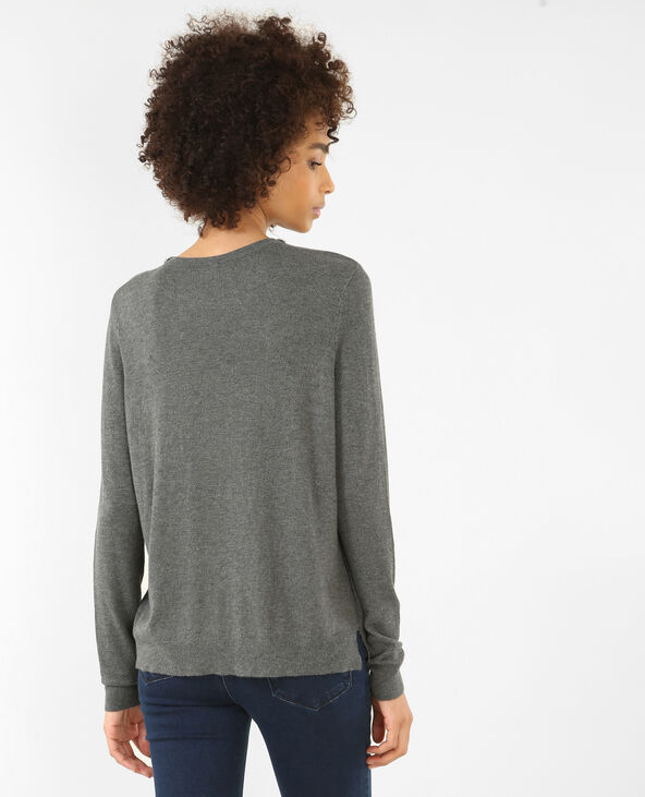Pull col bijoux gris chiné - Pimkie