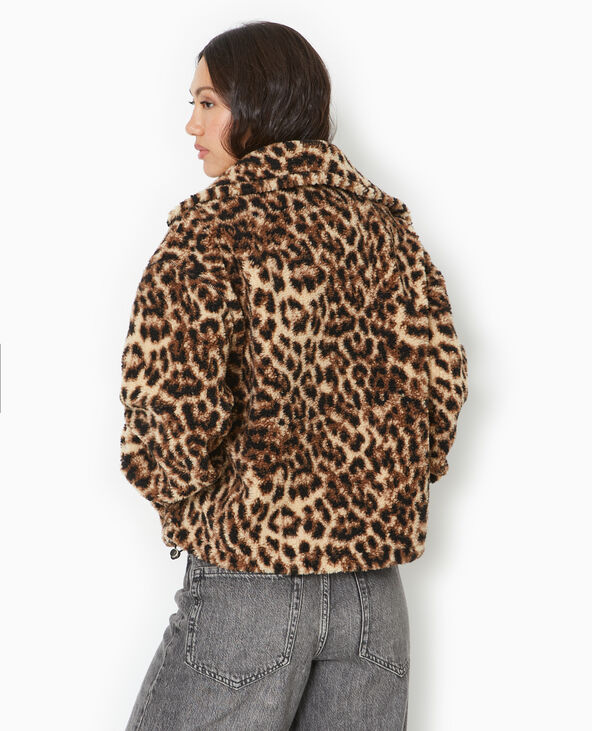 Veste zippée en sherpa motif léopard beige - Pimkie