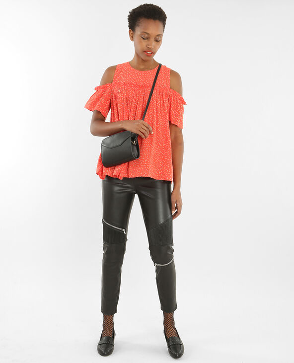 Blouse à pois manches peekaboo rouge - Pimkie