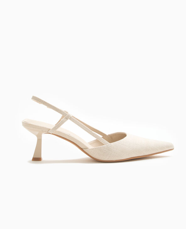 Escarpins ouverts bouts pointus et talons bobines beige - Pimkie
