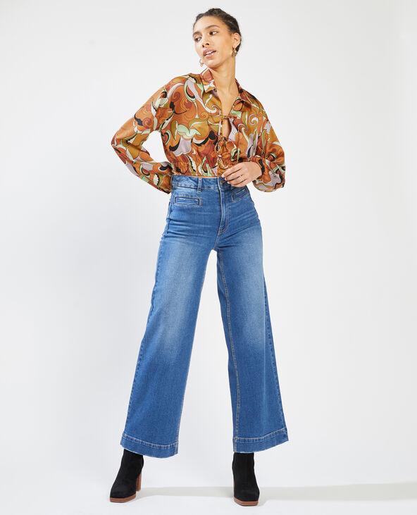 Blouse courte avec nouettes marron - Pimkie