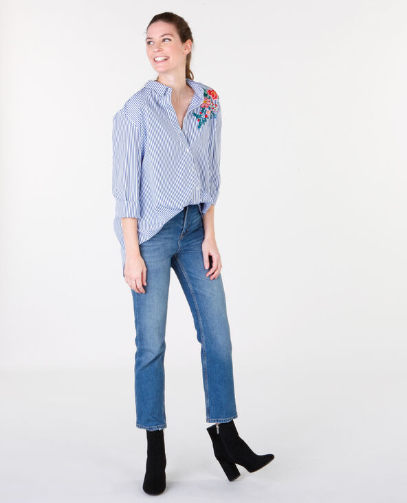 Chemise rayée avec broderie blanc - Pimkie