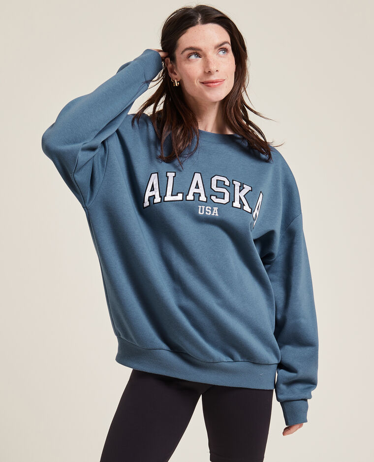 Sweat col rond oversize bleu - Pimkie