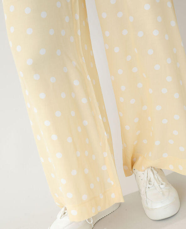 Pantalon wide leg à pois sable - Pimkie