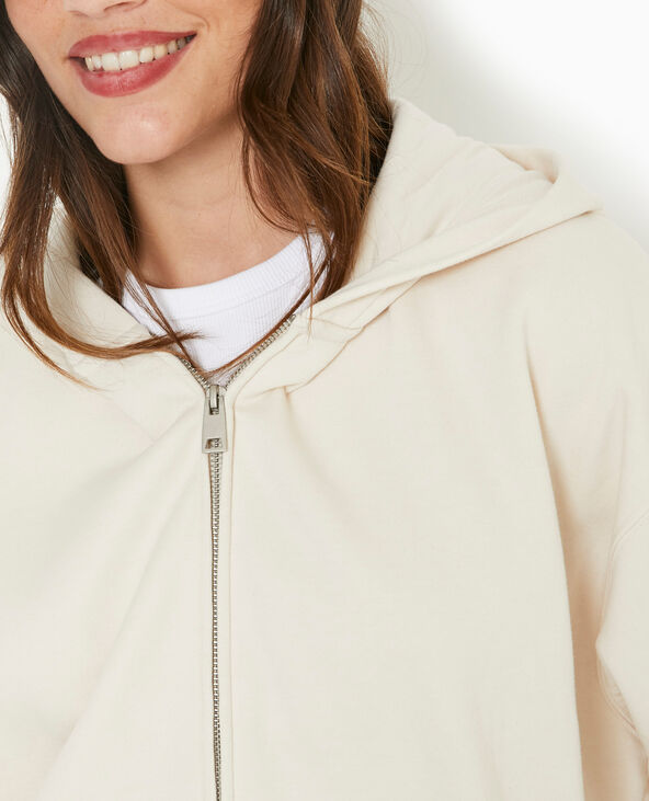 Sweat zippé avec capuche écru - Pimkie
