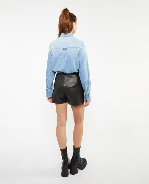 Short en simili avec poches zippées noir - Pimkie