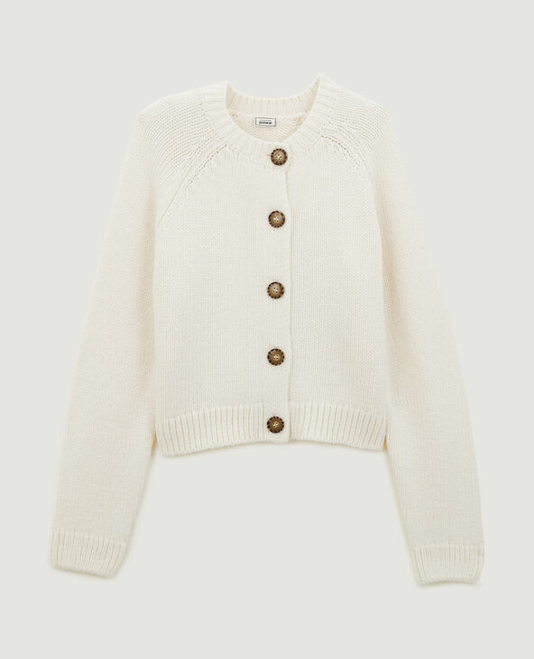 Gilet en maille avec gros boutons écru - Pimkie