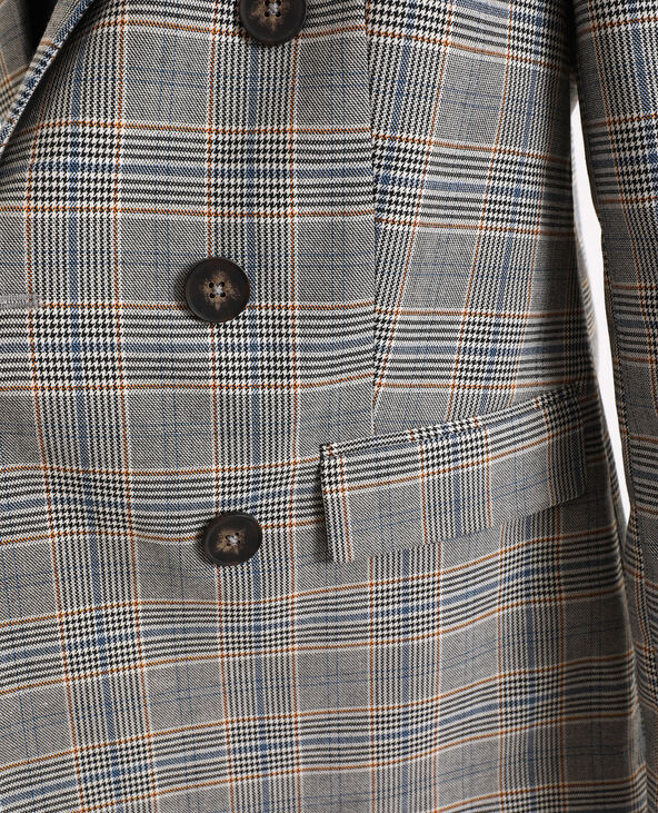 Blazer oversized à carreaux gris chiné - Pimkie