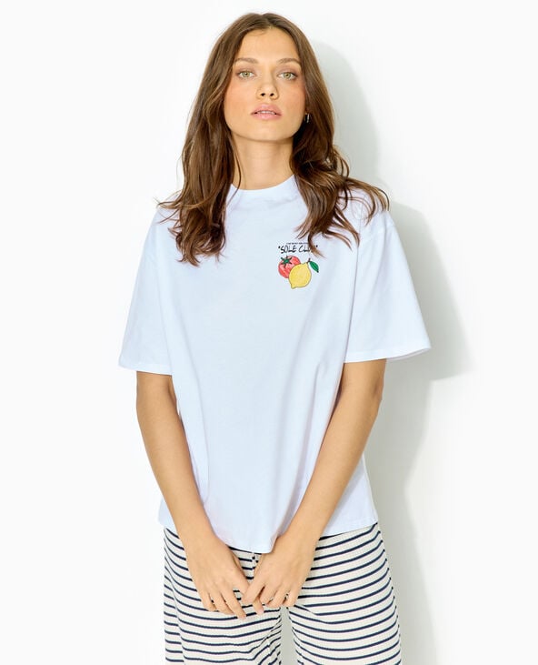 T-shirt oversize avec print poitrine et dos blanc - Pimkie