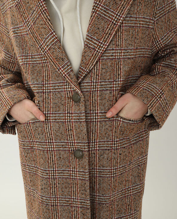 Manteau à carreaux marron - Pimkie