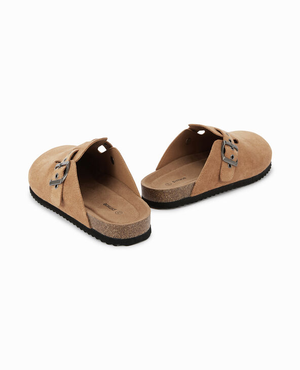 Mules fermées esprit sabot en suédine camel - Pimkie