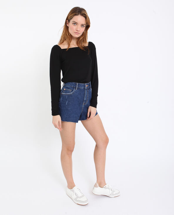 T-shirt col carré noir - Pimkie
