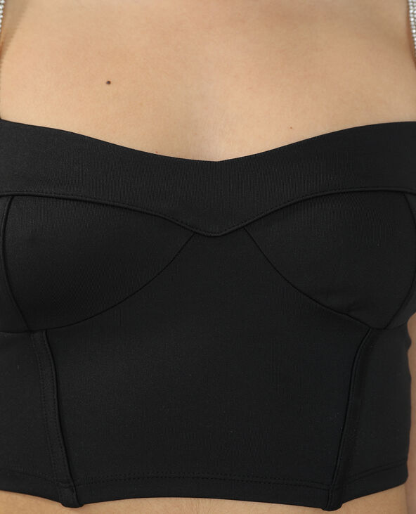 Crop top satiné noir - Pimkie