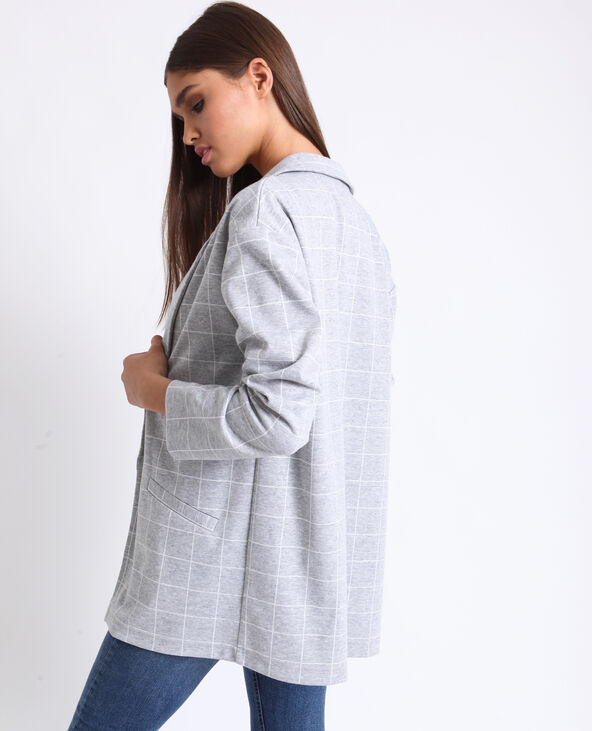 Blazer à carreaux gris chiné - Pimkie
