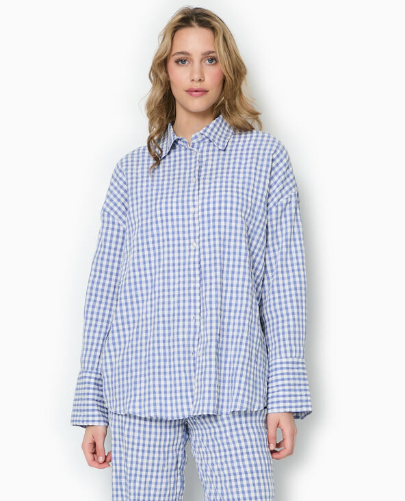 Chemise oversize motif vichy bleu - Pimkie