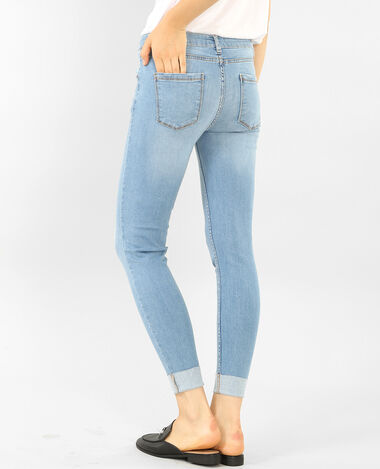 Jean skinny destroy à revers bleu clair - Pimkie