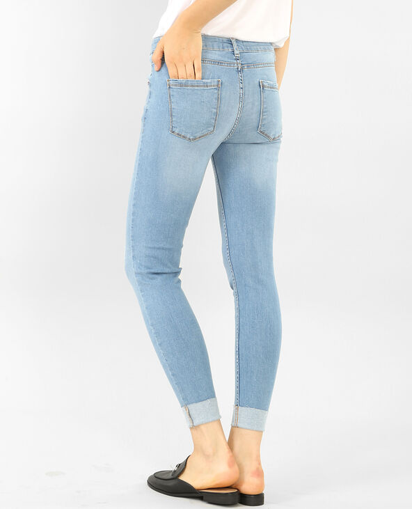 Jean skinny destroy à revers bleu clair - Pimkie