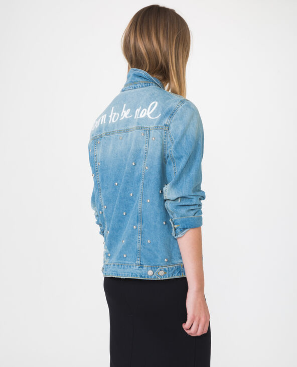 Veste en jean destroy bleu foncé - Pimkie