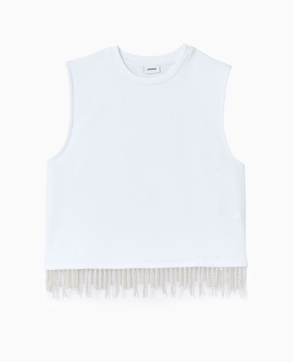 Top sans manches avec franges de perles blanc - Pimkie