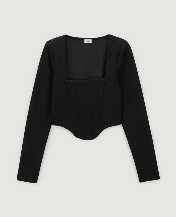 Top court effet corset noir - Pimkie