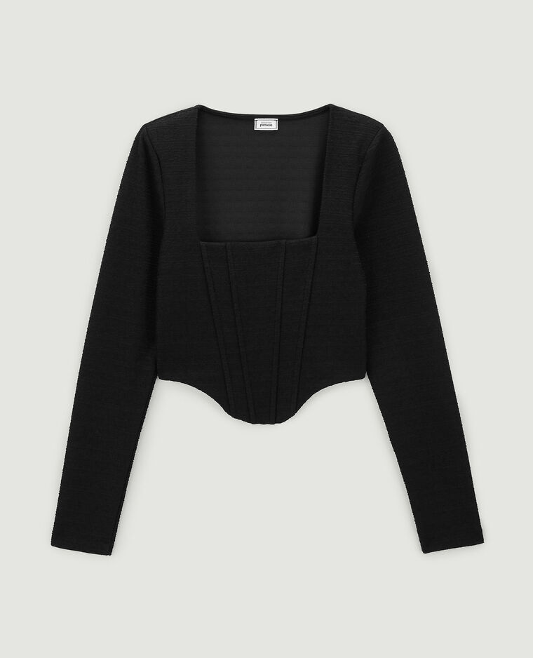 Top court effet corset noir - Pimkie