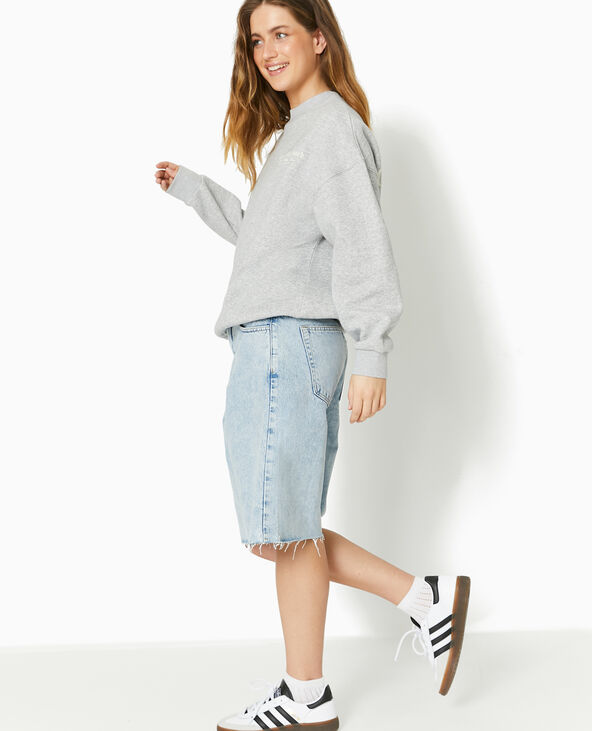 Sweat oversize avec flocages poitrine et dos gris chiné - Pimkie