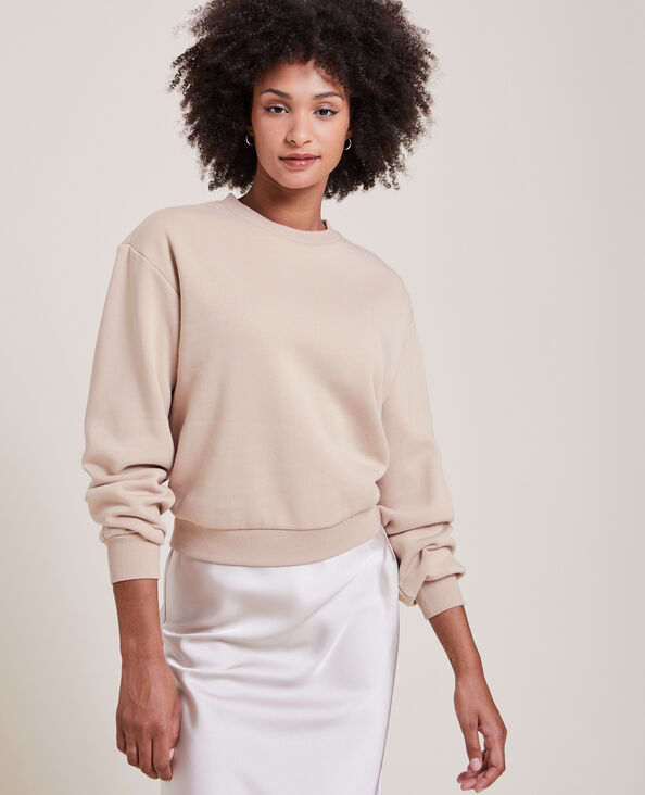 Sweat court col rond beige - Pimkie