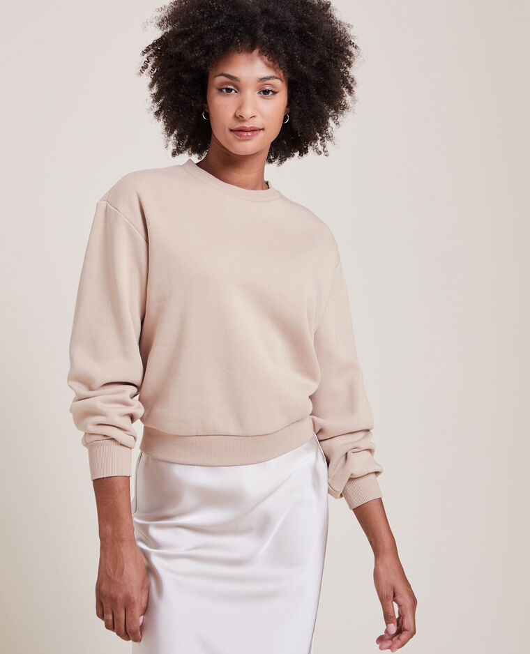 Sweat court col rond gris clair - Pimkie