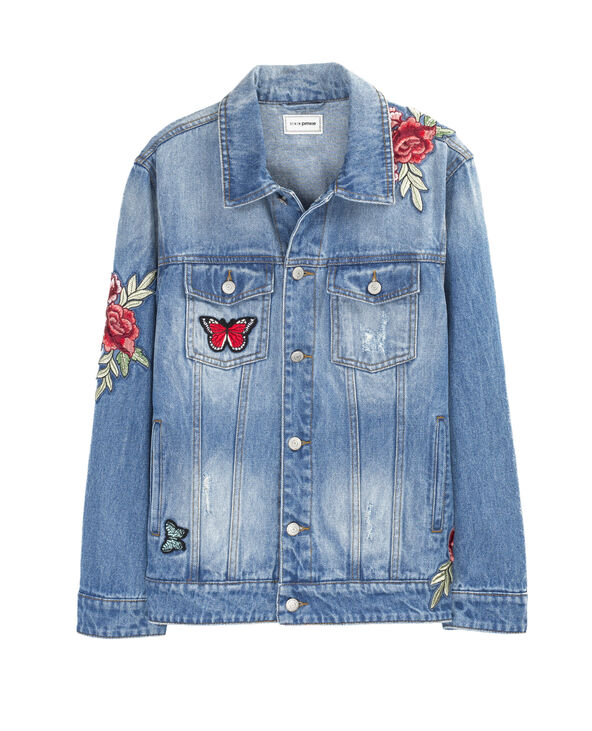Veste denim à patchs bleu - Pimkie