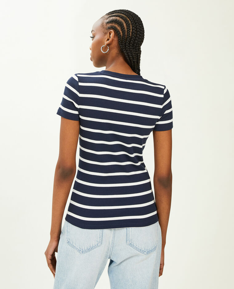 Top maille côtelée bleu marine - Pimkie