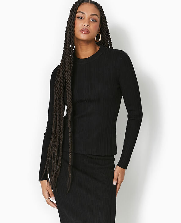 Pull fin en maille côtelée noir - Pimkie