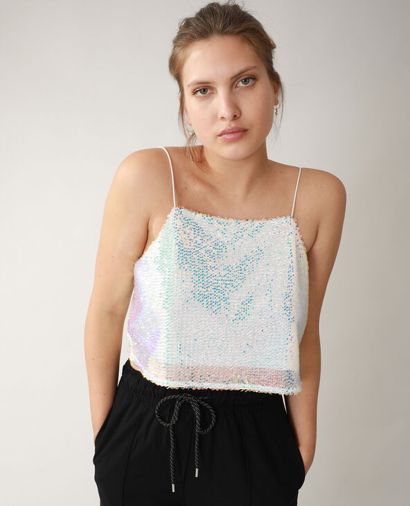 Top à sequins blanc - Pimkie